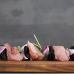 Pork, Sage, Prune and Onion Kebabs with a Sticky Honey-and-Mustard Marinade