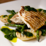 Angelfish with Grilled Asparagus and Roasted Garlic & Parsley Dressing