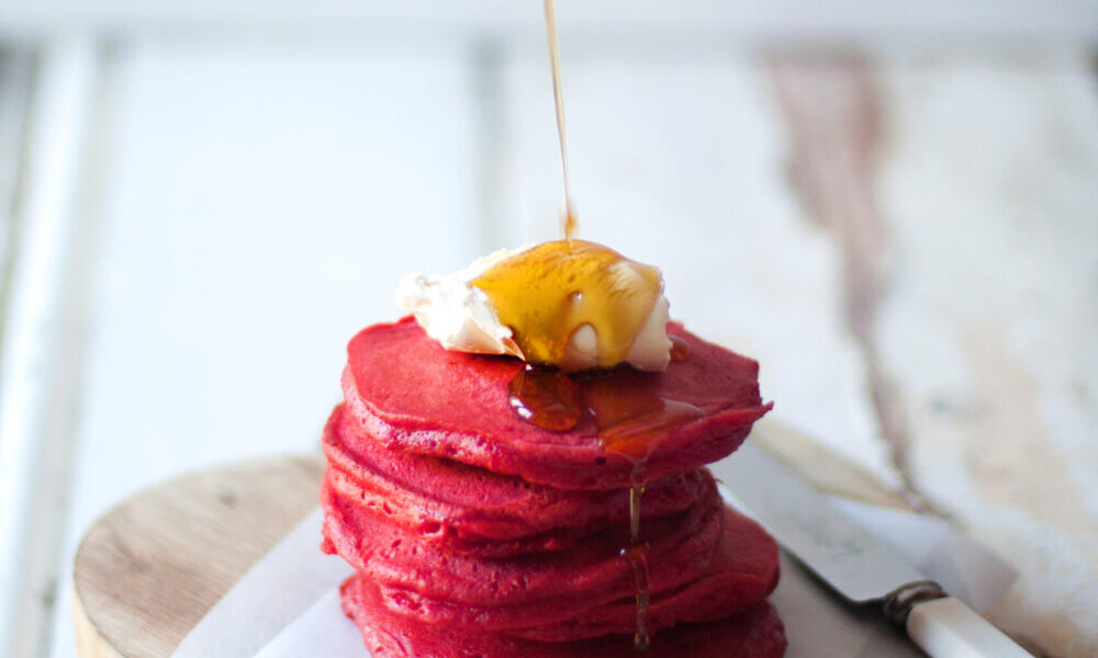 Red Velvet Crumpets with Mascarpone & Maple Syrup