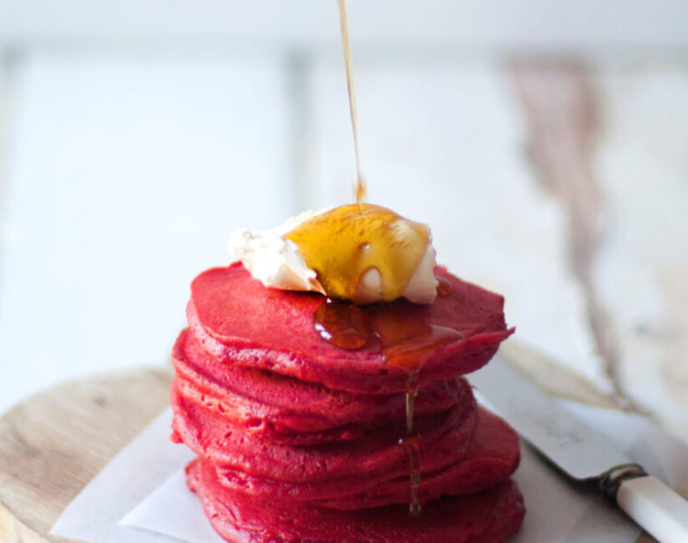 Red Velvet Crumpets with Mascarpone & Maple Syrup