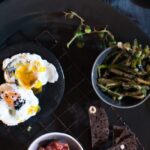 Poached Eggs With Deep-fried Asparagus