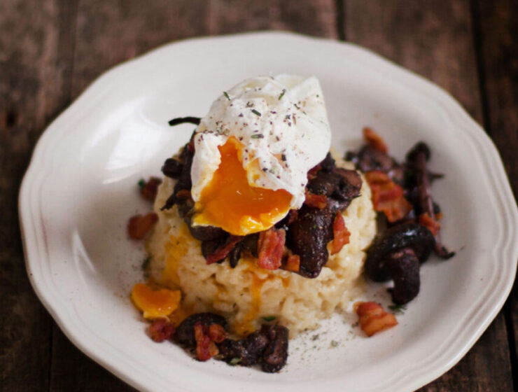 Mushroom & Bacon Risotto with a Poached Egg