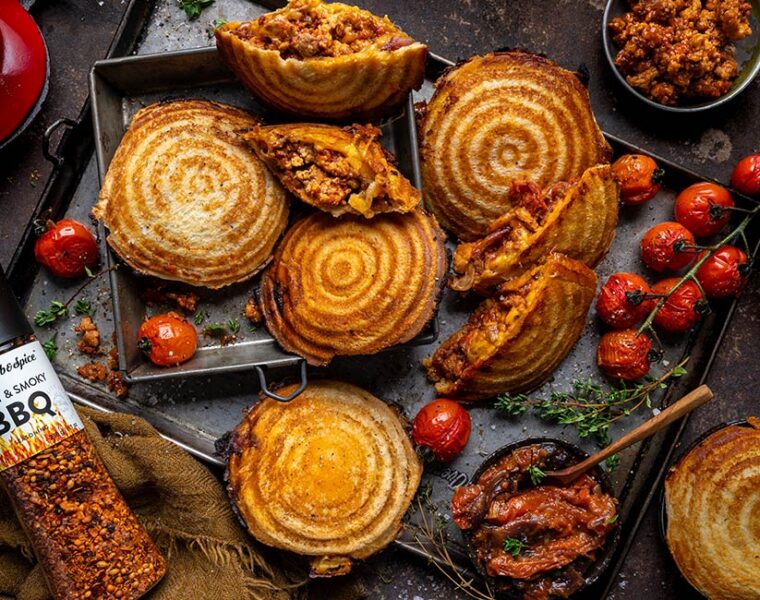 South African Heritage recipes. Cheesy Pork Mince Jaffles for Cape Herb & Spice and SA Pork. Image by Crush Online